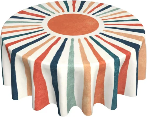 Vista 18 de Giwawa Mantel de Mesa Redondo con Bandera de EE. UU., Mantel Americano con Estrellas, Mariposas, Círculo, 152 cm. Mantel del 4 de julio, Día