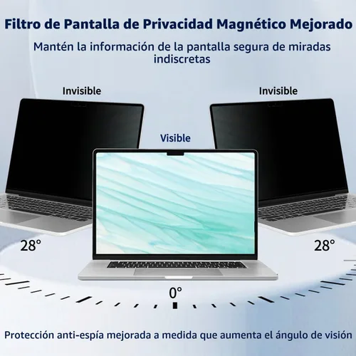Vista 2 de Pantalla magnética de privacidad para MacBook Pro de 13 pulgadas (2016, 2017, 2018, 2019, 2020, 2021, 2022, M1, M2), pantalla de privacidad mate