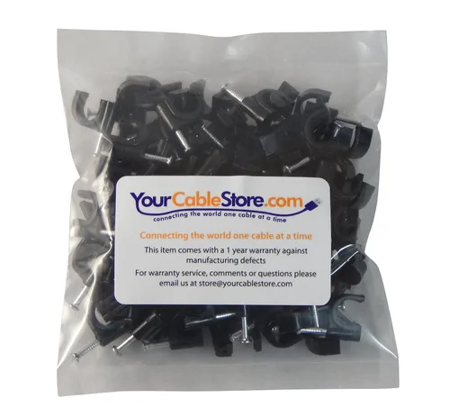 Vista 4 de Your Cable Store Paquete de 100 clips de cable RG6 negros / 0.315 in