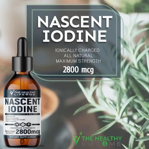 Vista 5 de Suplemento de yodo naciente 2800mcg Yoduro de potasio Gotas de yodo 100% vegano Color transparente Grande 2 oz