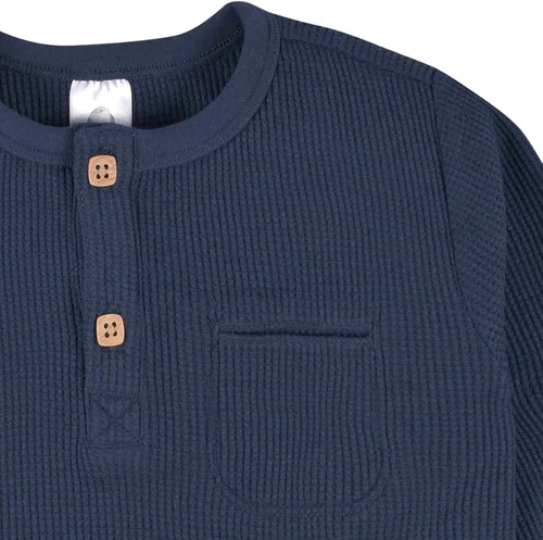 Vista 5 de Gerber Paquete de 2 Henleys de punto gofre para bebés y niños pequeños
