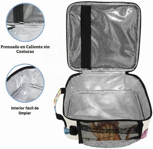 Vista 3 de Pfrewn Lonchera de dinosaurio, alfabetos con dinosaurios, bolsa de almuerzo aislada, reutilizable, enfriadora, bolsas de preparación de comidas