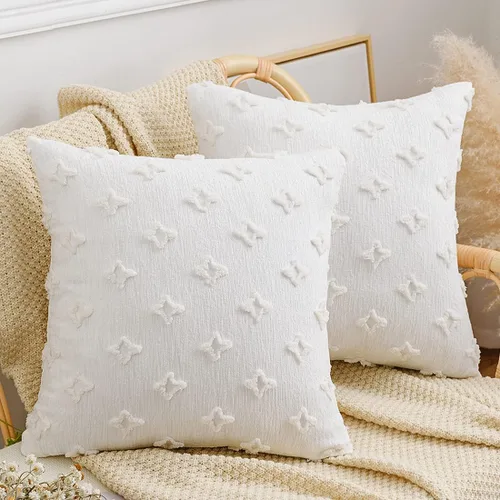 Vista 6 de vctops Juego de 2 fundas de cojín decorativas de algodón estilo bohemio copetudo, súper suaves y cómodas para sofá, cama, automóvil