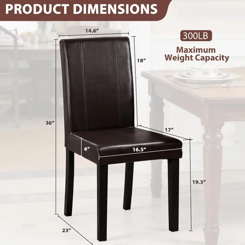 Vista 3 de SUPER DEAL Silla de comedor Parson acolchada de cuero sintético de madera, impermeable y resistente al aceite, sillas elásticas para cocina