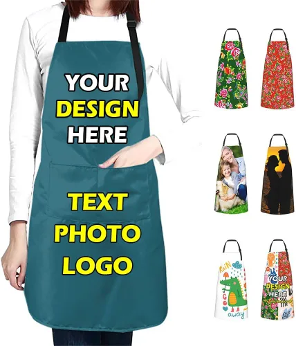 Vista 10 de Delantales impermeables personalizados para diseñar tu propia imagen, logotipo, texto, añadir fotos, delantal para cocinar hornear, 33 x 27.5