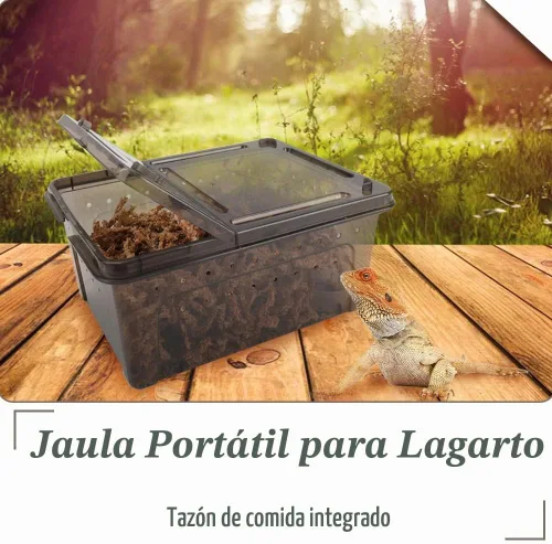 Vista 4 de Hamiledyi Caja de alimentación de reptiles, caja de cría de serpientes, jaula de hábitat de animales transparente, contenedor de transporte