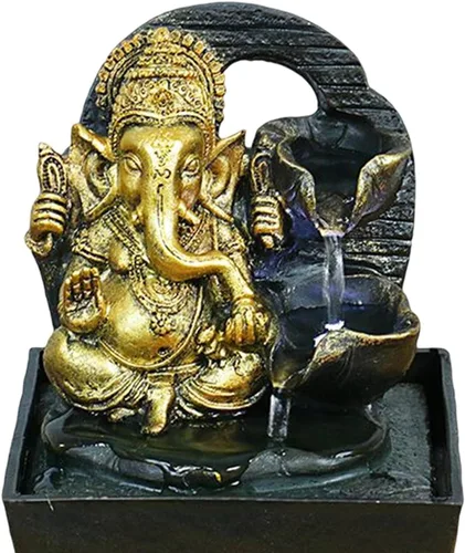 Vista 5 de Ganesha - Estatua de mesa, fuente de mesa, escultura de elefante, figuras de elefante hechas a mano para bar, cafetería, acento decorativo, regalo