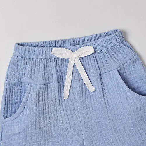 Vista 6 de Ropa para bebé niño y niño, pantalones cortos de verano, conjunto de camiseta de retazos con bolsillo, pantalones cortos de 12 meses a 4 años