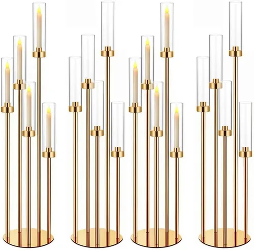 Vista 35 de Centros de mesa de candelabro negro de 35 pulgadas, 10 piezas, para mesas, 5 brazos, centros de mesa de boda para decoraciones