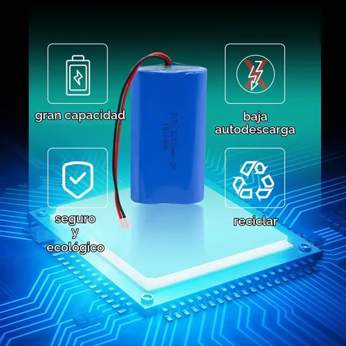 Vista 3 de Paquete de baterías recargables de iones de litio de 3.7V 5200mAh-19.24Wh con conector PH2.0mm de 3.7 voltios para altavoces Bluetooth, electrónica
