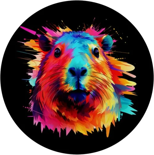 Vista 3 de Retro synthwave Pop Art Capybara rodent water pig lover PopSockets Swappable PopGrip