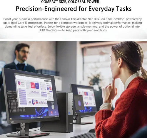 Vista 4 de Lenovo ThinkCentre - Escritorio empresarial de factor de forma pequeño, Intel Core i7-13620H de 13ª generación, DDR5 de 32 GB, SSD de 1 TB, HDMI