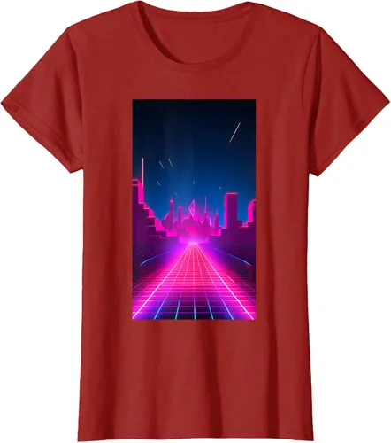 Vista 23 de Camiseta Retrowave Street 80s Vaporwave Synthwave, Negro -, Pequeña