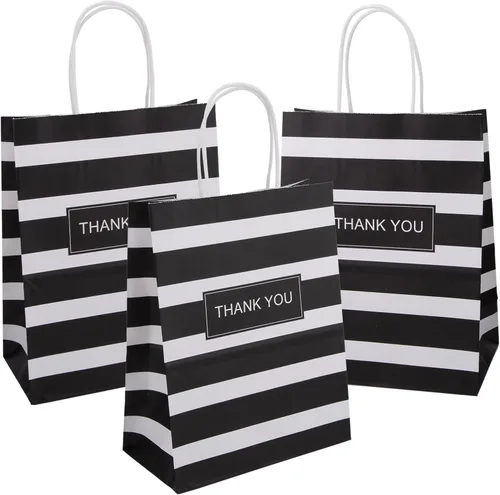 Vista 9 de Bolsas de regalo medianas con asas, 50 bolsas de papel kraft a granel, color negro 8x4.75x10 inch,120GSM,Thick,Durable,Recyclable,6LB Load,for