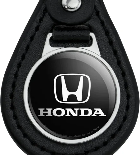 Vista 3 de Llavero de cuero negro con logotipo de Honda