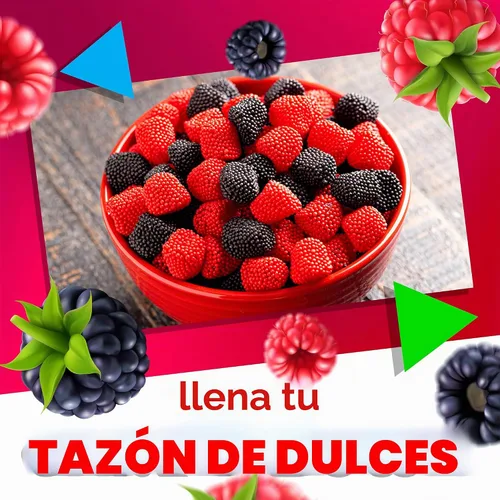 Vista 4 de Caramelos gomosos de bayas, caramelos masticables rojos y negros a granel
