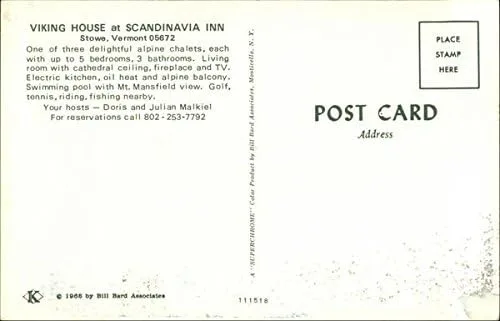 Vista 2 de Viking House at Scandinavia Inn Stowe, Vermont VT Original Vintage Postal