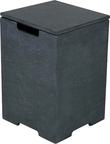 Vista 15 de AMS Chimenea Elementi Cubierta cuadrada de tanque de propano estilo Nápoles de 20 libras Base de hormigón GFRC Dimensiones: 17.3 x 17.3 x 25.6