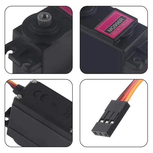 Vista 4 de Alinan 6 unids MG996R 180 grados marca neutra alta velocidad par motor servo digital para coche inteligente robot barco RC helicóptero