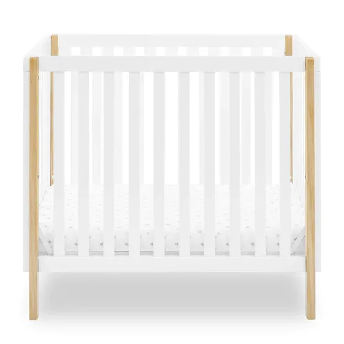 Vista 4 de Delta Children Mini cuna Gio con colchón de 2.75 pulgadas incluido, blanco bianca/natural y Serta SleepTrue Mini colchón para cuna, núcleo de fibra