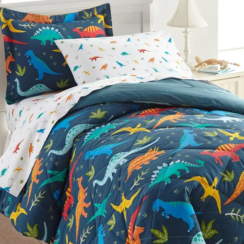 Vista 6 de Wildkin Juego de ropa de cama individual de 5 piezas, edredón, sábanas y fundas de almohada 100% algodón para acurrucarse cómodamente, Tierra