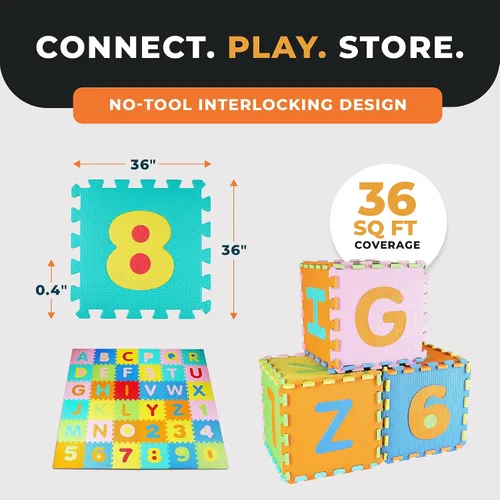 Vista 3 de BalanceFrom Tapete de juego de rompecabezas para niños con azulejos entrelazados de espuma EVA