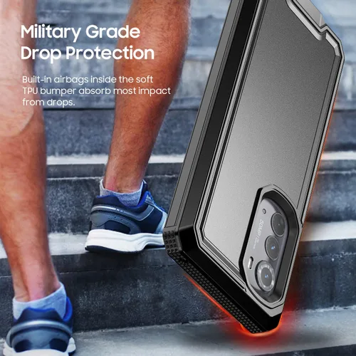 Vista 4 de Funda resistente para Motorola Edge 2022, Moto Edge 2022 con protector de pantalla, cubierta a prueba de caídas de grado militar, carcasa protectora