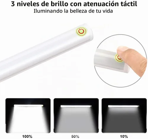 Vista 3 de Espejo de tocador LED recargable inalámbrico con bombillas de luz diurna para maquillaje de baño y tocadores Luces de espejo - Blanco