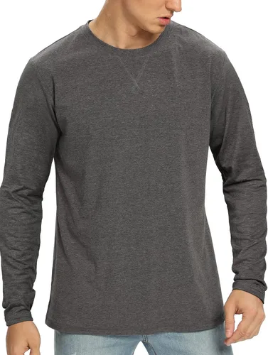Vista 67 de NITAGUT Camiseta clásica de algodón para hombre con cuello redondo