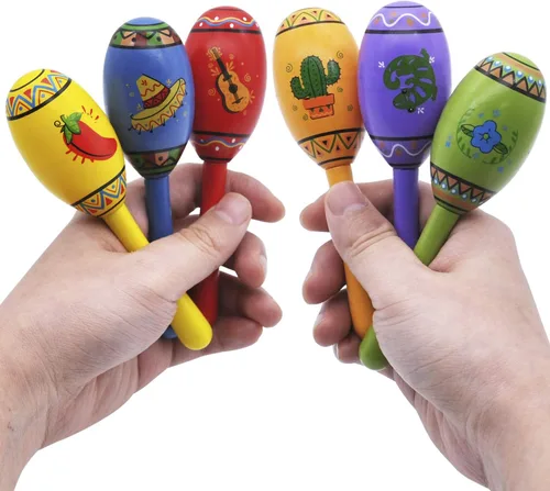 Vista 5 de JOYIN 12 mini maracas de madera para fiestas mexicanas, recuerdos de fiesta del Cinco de Mayo, diversión musical, fiestas de cumpleaños, fiesta