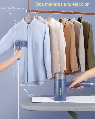 Vista 3 de BEAUTURAL Vaporizador para ropa, removedor de arrugas portátil de ropa, calentamiento rápido de 30 segundos, plegable y de mano, solo 120 V