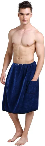 Vista 7 de SINLAND Toalla Envolvente de Baño de Microfibra para Hombre Absorbente de Agua de Secado Rápido para Spa Sauna Toalla Envolvente con Cierre