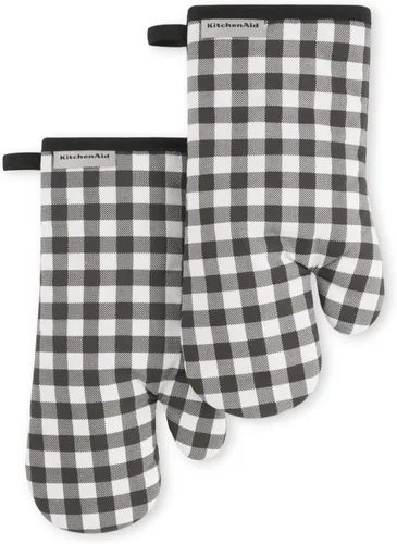 Vista 8 de KitchenAid Juego de 2 manoplas de horno Gingham Aqua Sky, 7 x 13 pulgadas