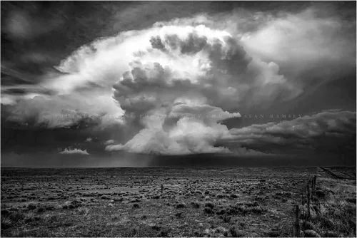 Vista 7 de Impresión fotográfica de tormenta (sin marco) Imagen en blanco y negro de Supercell Tormenta de tormenta sobre altas llanuras de Oklahoma Panhandle