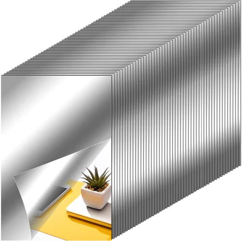 Vista 19 de Zonon Hojas de espejo flexibles autoadhesivas, no de vidrio, azulejos adhesivos para decoración de pared del hogar (20 piezas, 6 x 9 pulgadas)
