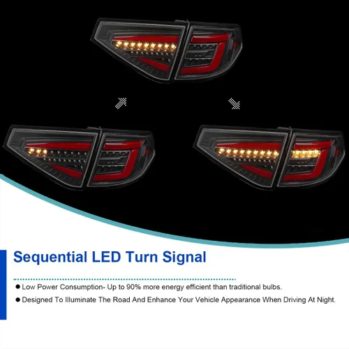 Vista 5 de SPEC-D TUNING - Luces traseras secuenciales negras con barra LED roja compatible con Subaru Impreza WRX 2008-2014, conjunto de par izquierdo