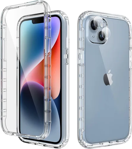 Vista 20 de Funda protectora sólida de cristal resistente de 360° con protector de pantalla compatible con iPhone 7 Plus/8 Plus (5.5 pulgadas), transparente