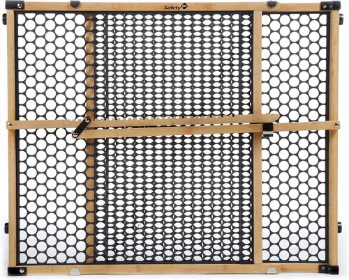 Vista 2 de Safety 1st Puerta de seguridad para bebés de bambú para puertas, puerta sin taladro con puerta, puertas para perros, se ajusta a 28"-42", 24