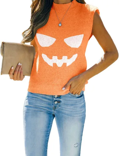 Vista 2 de Suéter de punto con cuello alto falso para mujer, sin mangas, casual, moderno, acanalado, sin botones, para verano