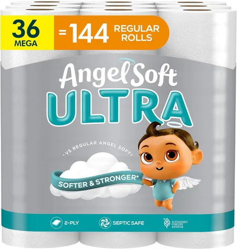 Vista 9 de Angel Soft Ultra papel higiénico, 6 megarrollos = 24 rollos regulares, papel higiénico de 2 capas
