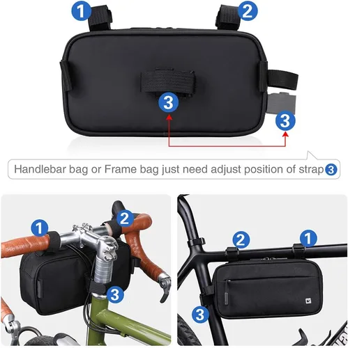 Vista 8 de Rhinowalk Bolsa de manillar de bicicleta, multifuncional impermeable para bicicleta de montaña, bolsa frontal para bicicleta de carretera, cesta