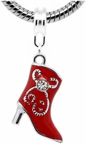 Vista 2 de Dije de bota de vaquero" espaciador de cuentas para pulsera de cadena de serpiente, Aleación de metal de zinc