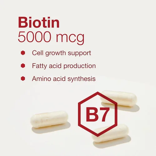 Vista 4 de PROTOCOL FOR LIFE BALANCE Biotina 5,000mcg - Suplemento de vitamina B7 - Soporte para el cabello, la piel, las uñas - para el metabolismo