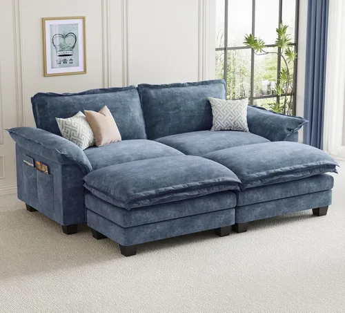 Vista 19 de KKL Sofá Seccional Modular de 89 Pulgadas, Sofá de Amor de 2 Asientos Sofá Nube con Asiento Profundo, Sofás Seccionales de Chenilla para Sala
