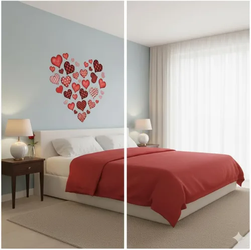 Vista 4 de Adhesivo adhesivo para ventana de corazón para el día de San Valentín, calcomanías de pared en forma de corazón para dormitorio, sala de estar