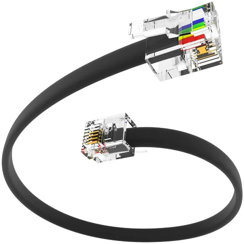 Vista 12 de Cable telefónico RJ11 de 1 pie – Cable de teléfono fijo de 4 cables de grado profesional, 100% cobre, chaqueta de PVC resistente, contactos dorados
