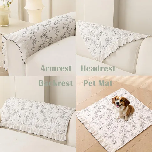 Vista 2 de Fundas para reposabrazos de sofá, fundas de algodón con estampado floral bohemio para sofá, fundas antideslizantes para sillón, almohadillas