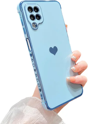 Vista 236 de phylla Funda de teléfono compatible con Samsung Galaxy A12 de 6.5 pulgadas, lindo corazón chapado en oro, elegante funda de lujo para mujer