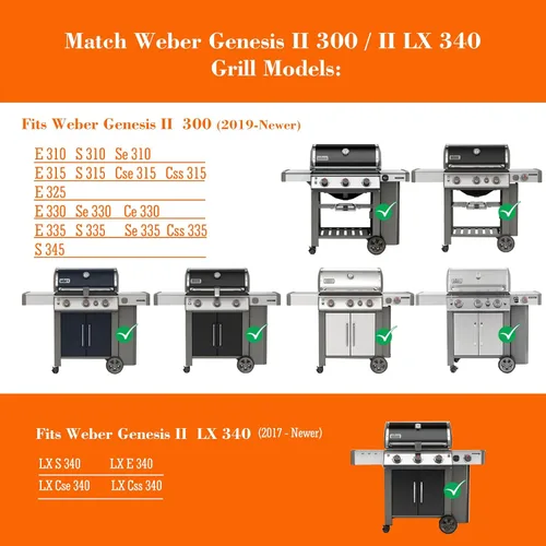 Vista 3 de Barras aromatizantes de 17.1" se adaptan a las piezas de parrilla Weber para parrilla de gas Genesis II E 310 E 320 e335 SE-330 CSS-315 CSE-335 y LX