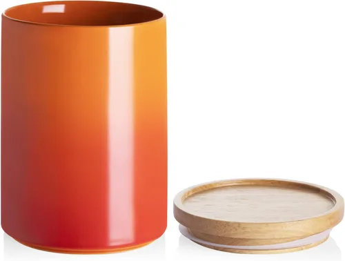 Vista 32 de Recipientes de cocina Sweejar, tarro de almacenamiento de cerámica para alimentos, recipientes apilables con tapa hermética de madera para servir